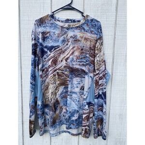 Real Tree Fishing Longsleeved Blue Summer Fishing‎ Shirt XL